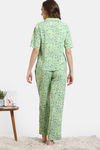 Zivame Floral Vines Woven Pyjama Set - Arcadian Green — thumbnail 4